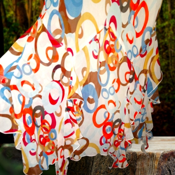 NWOT - DESIGNER SEASON - 100% SILK RUFFLED MAXI DRESS -SIZE MED - Picture 3 of 6